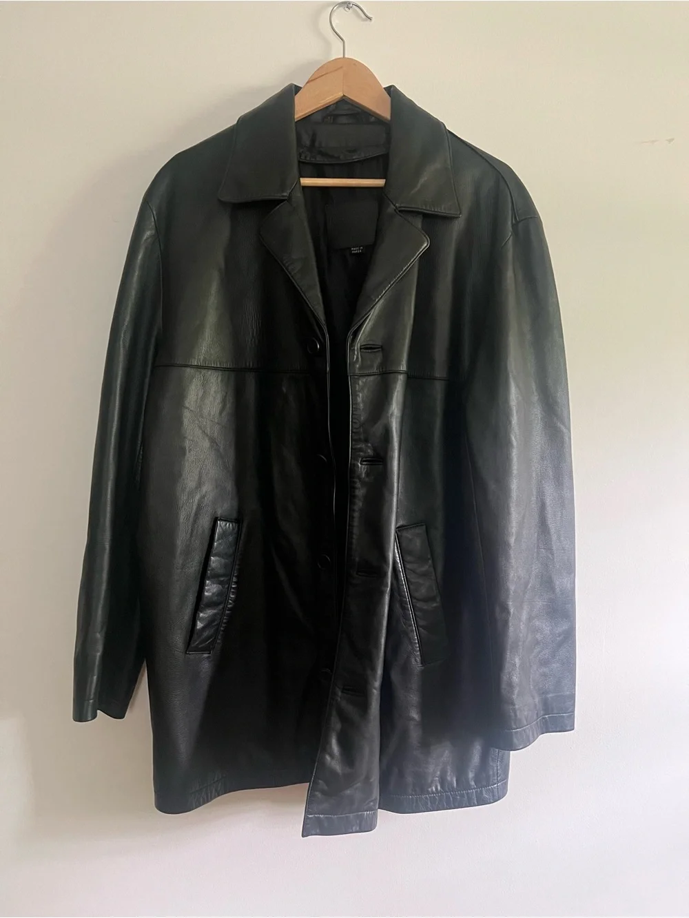 Coach 1941 Women’s Genuine Leather Car Coat Black Button Front Jacket Size Large